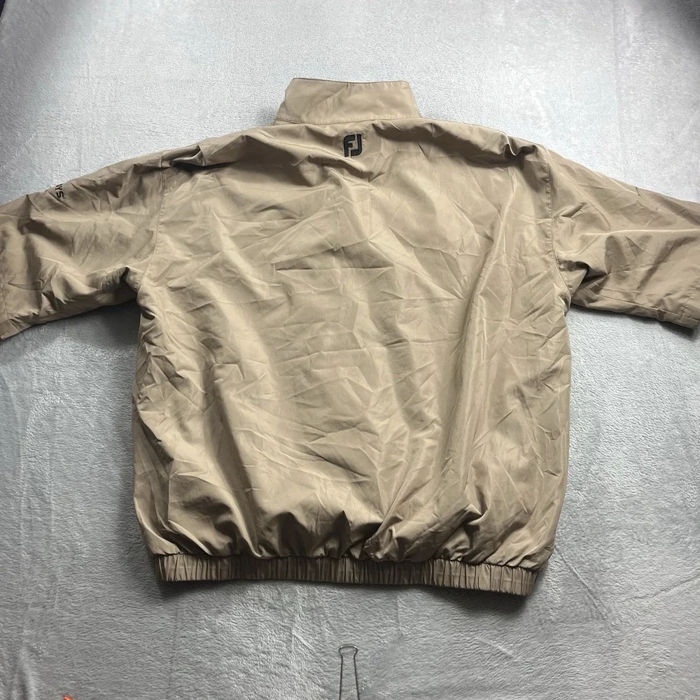 Footjoy Dryjoys Jacket Mens L Brown‎ Golf Windbreaker Caped Zip Snap Front VTG